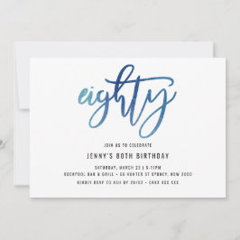 Minimalistischer Blauer Film 80. Geburtstag Einlad Einladung