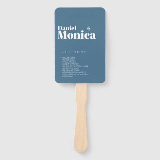 Minimalistischer Blauer Hochzeitslüfter Fächer (Vorderseite)