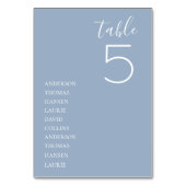 Minimalistischer Blauer Hochzeitstisch Tischnummer (Vorderseite)