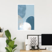 Minimalistischer blauer Kreis-Kunstprint - Weiche Poster (Heimbüro)