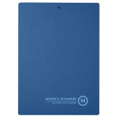 Minimalistischer blauer Ledertext mit benutzerdefi Klemmbrett (Rückseite)