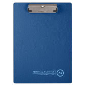 Minimalistischer blauer Ledertext mit benutzerdefi Klemmbrett (Vorderseite)