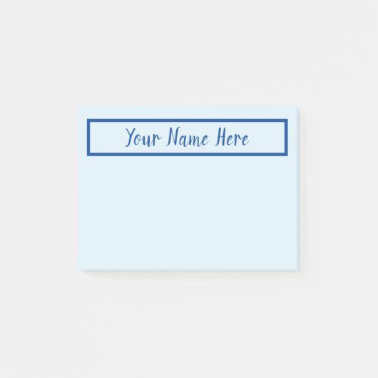 Minimalistischer blauer Name Post-it Klebezettel (Vorderseite)