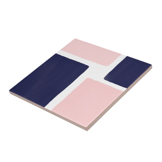 Minimalistischer Blauer Navy Blush-Farbblock Fliese (Seite)