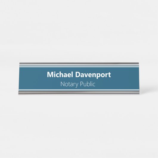 Minimalistischer Blauer Notar öffentlich Beruflich Schreibtischnamensplakette (Vorderseite )