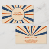 Minimalistischer blauer Orangenstreifen Retro Boho Visitenkarte (Vorne/Hinten)