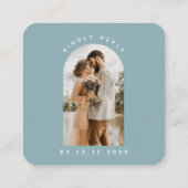 Minimalistischer blauer Pfeil Foto Qr Code UAWG Ch Begleitkarte (Rückseite)