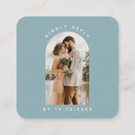 Minimalistischer blauer Pfeil Foto Qr Code UAWG Ch Begleitkarte (Rückseite)