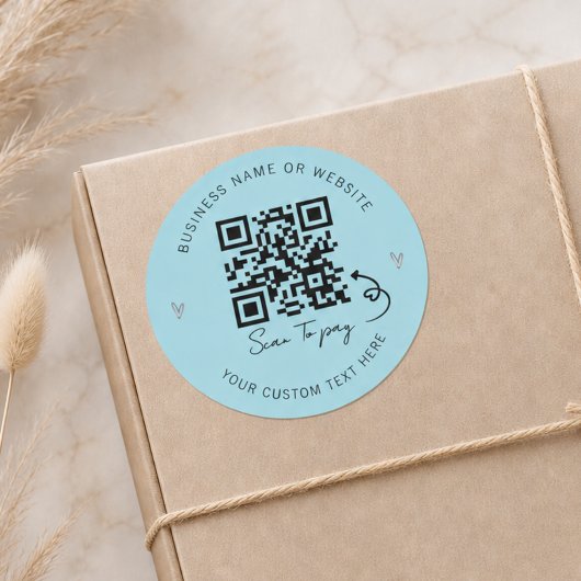 Minimalistischer blauer QR-Code-Scan zum Bezahlen  Runder Aufkleber