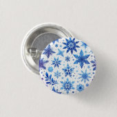 Minimalistischer blauer Snowflake-Magnet Button (Vorne & Hinten)