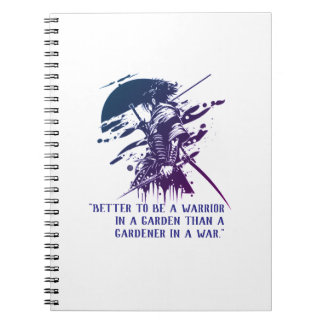 Minimalistischer blauer Tinte Samurai Krieger Spir Notizblock
