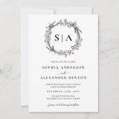 Minimalistischer blauer Winterkranz Einladung (Vorderseite)