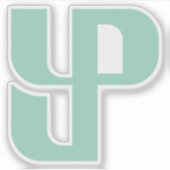 Minimalistischer blauer YP-Brief Aufkleber (Vorderseite)