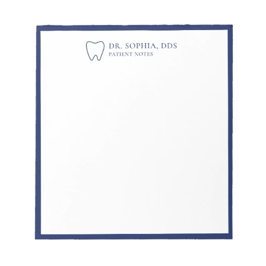Minimalistischer blauer Zahn personalisierter Zahn Notizblock (Vorderseite)