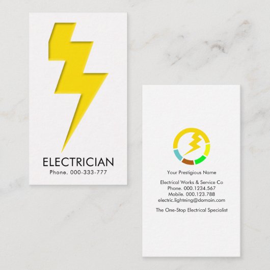 Minimalistischer Blitzschlag Visitenkarte (Vorne/Hinten)