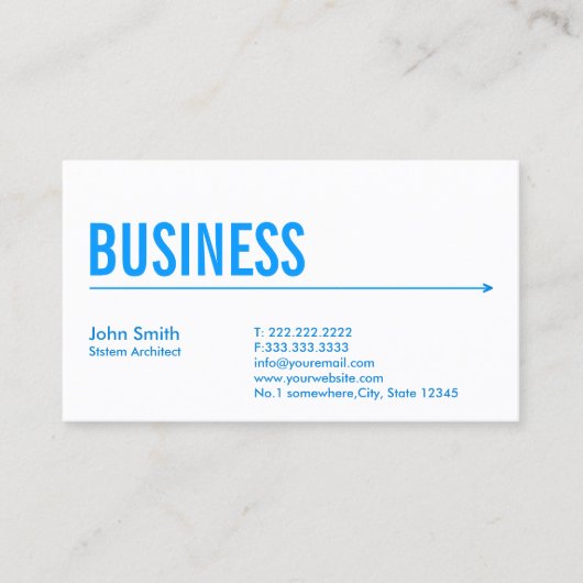Minimalistischer Blue Arrow-Systemarchitektur Visitenkarte (Vorderseite)