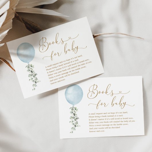 Minimalistischer Blue Balloon Eucalyptus Books for Begleitkarte