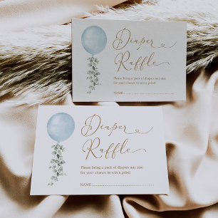 Minimalistischer Blue Balloon Eukalyptus Diaper Ra Begleitkarte