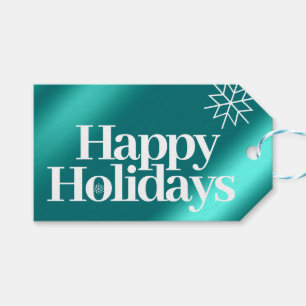 Minimalistischer Blue Foil Happy Holidays Schneefl Geschenkanhänger