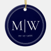 Minimalistischer Blue Holiday Keramik Ornament (Vorne)