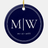 Minimalistischer Blue Holiday Keramik Ornament (Hinten)