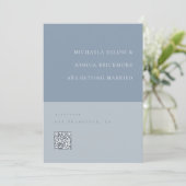 Minimalistischer Blue QR-Code Save the Date (Stehend Vorderseite)