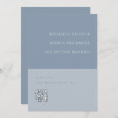 Minimalistischer Blue QR-Code Save the Date (Vorne/Hinten)