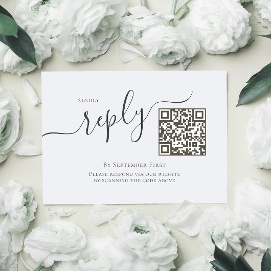 Minimalistischer Blue UAWG QR Code Hochzeit RSVP Karte
