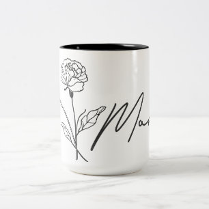 Minimalistischer Blumen-Mom-Tasse mit Herz Zweifarbige Tasse