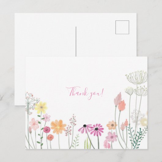 Minimalistischer Blumendanke Postkarte (Vorne/Hinten)