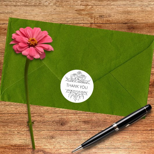 Minimalistischer Blumendanke Runder Aufkleber