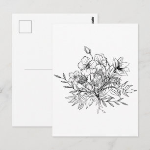 Minimalistischer Blumenstrauß  Postkarte