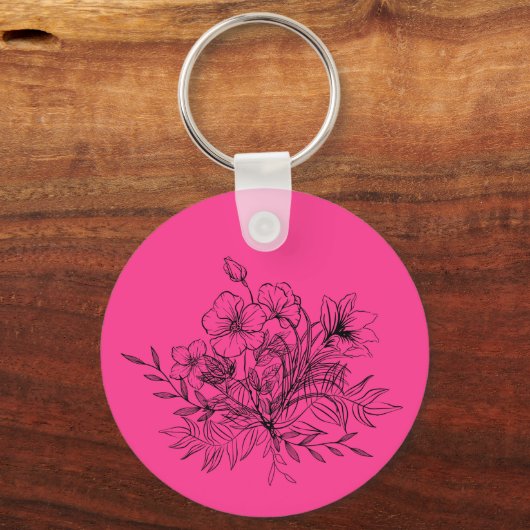 Minimalistischer Blumenstrauß Schlüsselanhänger (Vorderseite)