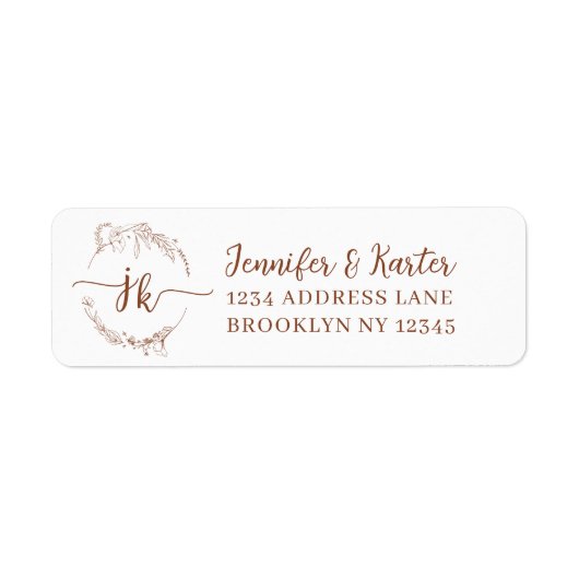 Minimalistischer Blumenstrauß Terracotta Monogramm (Vorne)