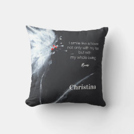 Minimalistischer Blumenwirbel Schwarz-weiß Kissen