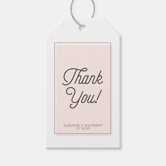 Minimalistischer Blush-Farbblock Vielen Dank Geschenkanhänger (Vorderseite)