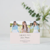 Minimalistischer Blush Pink, 3-Foto-Abschluss Postkarte (Stehend Vorderseite)