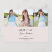 Minimalistischer Blush Pink, 3-Foto-Abschluss Postkarte (Vorderseite)