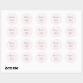Minimalistischer Blush Pink Blue Wedding Umschlag  Runder Aufkleber (Blatt)