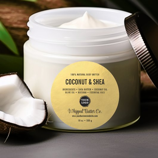 Minimalistischer Body Butter Gold Business | LOGO Runder Aufkleber