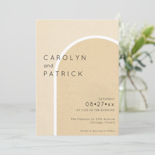 Minimalistischer Bogen | Hochzeit Einladung (Stehend Vorderseite)