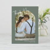 Minimalistischer Bogen Moderne Hochzeit danke Einladung (Stehend Vorderseite)