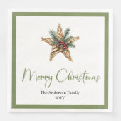 Minimalistischer Bohemian-Weihnachtskranz in neutr Serviette (Vorderseite)