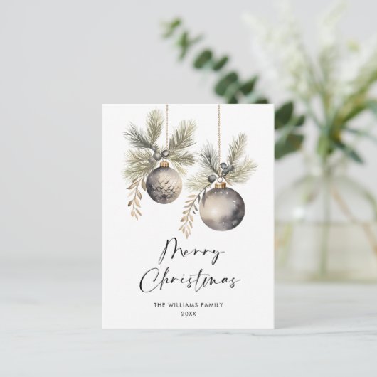 Minimalistischer Bohemischer Weihnachtsgruß Postkarte (Stehend Vorderseite)