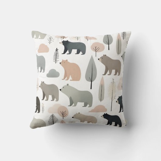Minimalistischer Boho Bärenbaum Kinderzimmer Kinde Kissen (Rückseite)