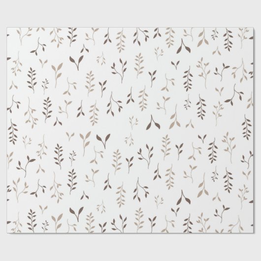 Minimalistischer Boho-Beige-Braun-Botanischer-Blat Geschenkpapier (Flach)
