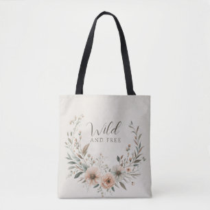Minimalistischer Boho-Blumenstrauß in Elfenbein un Tasche
