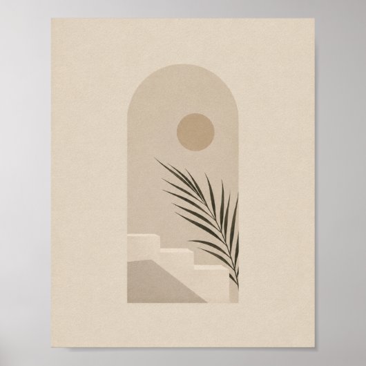 Minimalistischer Boho-Bogen-Palmen-Sonne-Poster Poster (Vorne)