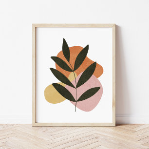 Minimalistischer Boho-Botanik-Blatt-Abstrakte-Form Poster