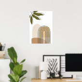 Minimalistischer Boho-Botanik-Bogen-Plakat erdige  Poster (Heimbüro)